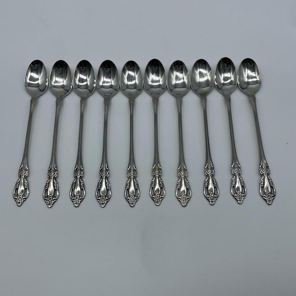 10 Oneida RAPHAEL Iced Tea Spoons Distinction Deluxe HH  Stainless Flatware